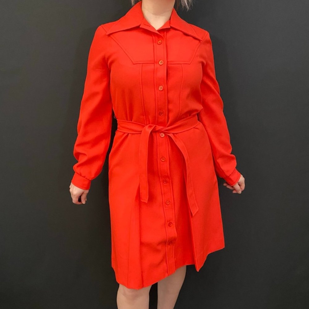 60s Jonathan Logan Red Dagger Collar Waist Tie Jacket